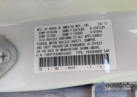 2011 Honda Accord 3.5 Ex-L from USA, damaged, VIN 1HGCP3F80BA004863